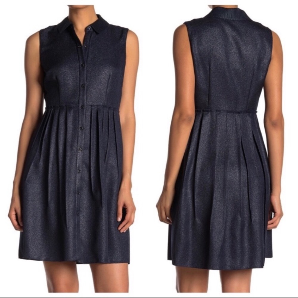 NWT Elie Tahari Samiyah Dress Navy / Silver Sz 12